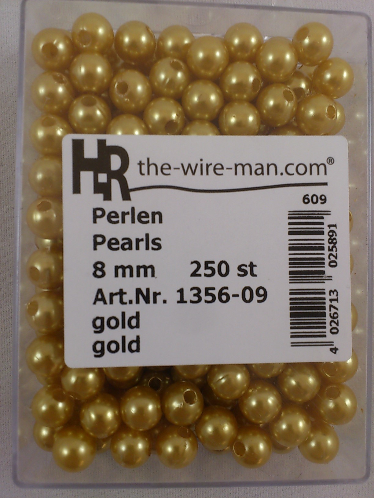 Perlen Gold 8 mm. 250 st.